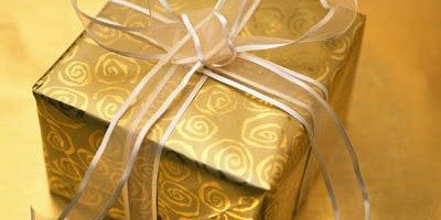 Christmas Present Wrapped in Gold and Silver 2000